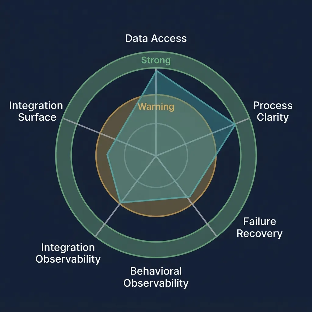 AI readiness radar chart with five diagnostic axes